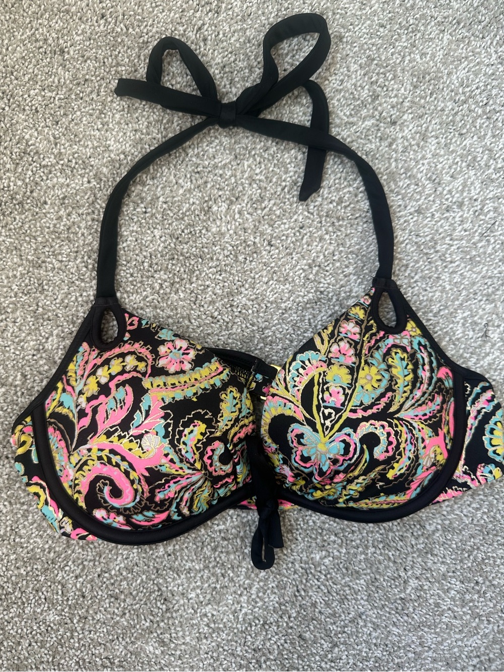 Y2K Victoria's Secret Black Paisley Bikini Top